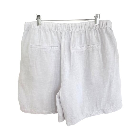 Tahari Shorts Women 1X White Linen Pockets Elastic Waist Lightweight - Picture 3 of 10